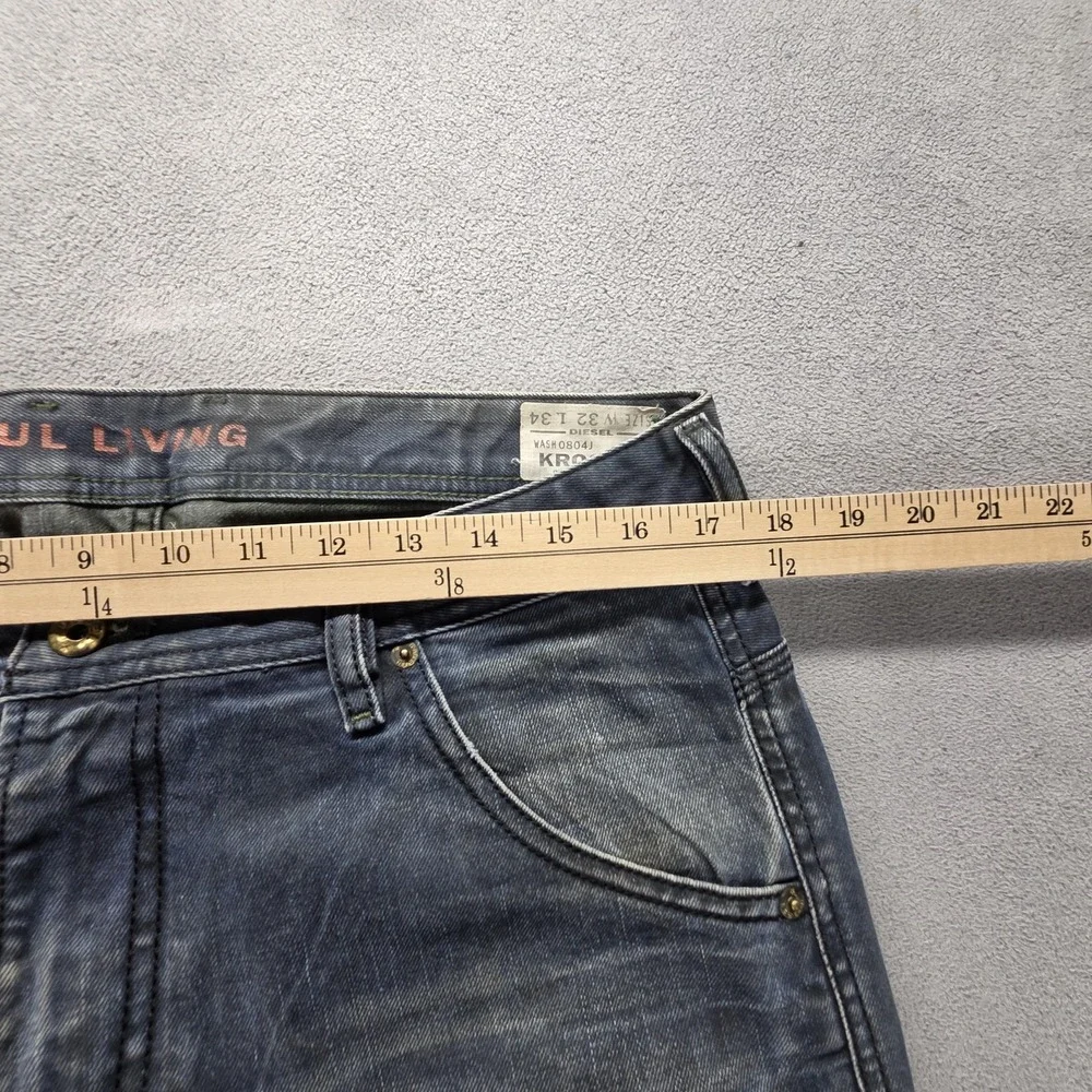 Diesel Jeans Mens 32x34 Blue Krooley Regular Slim Carrot Made in Italy 0804J